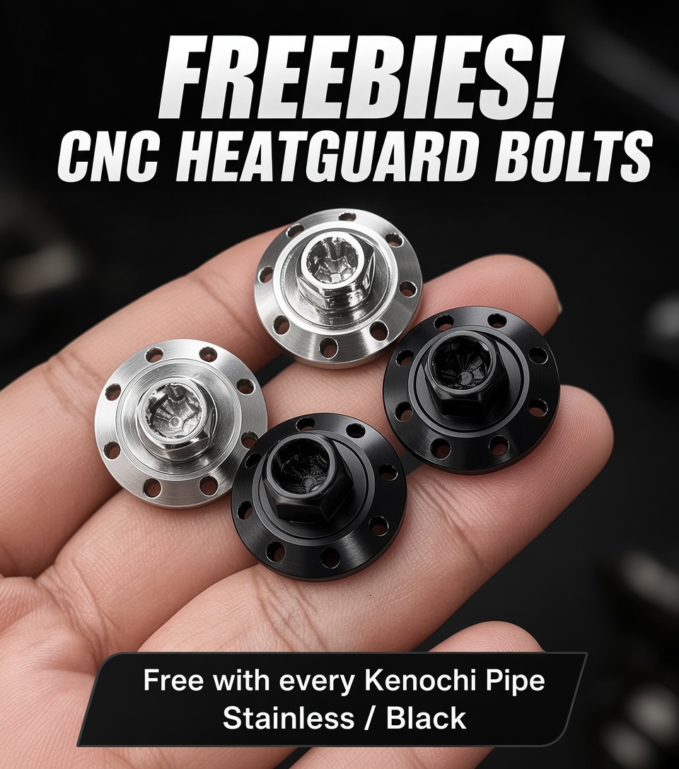 Free CNC heatguard bolts in stainless and black
